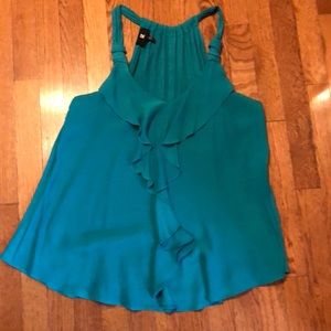 Flowy teal tank with ruffle / size large / Excellent Condition / IZ Byer